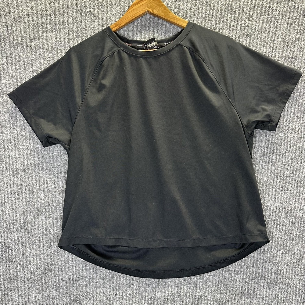 Spyder Active Shirt Womens Large Black Raglan Short Sleeve Athletic Top Workout